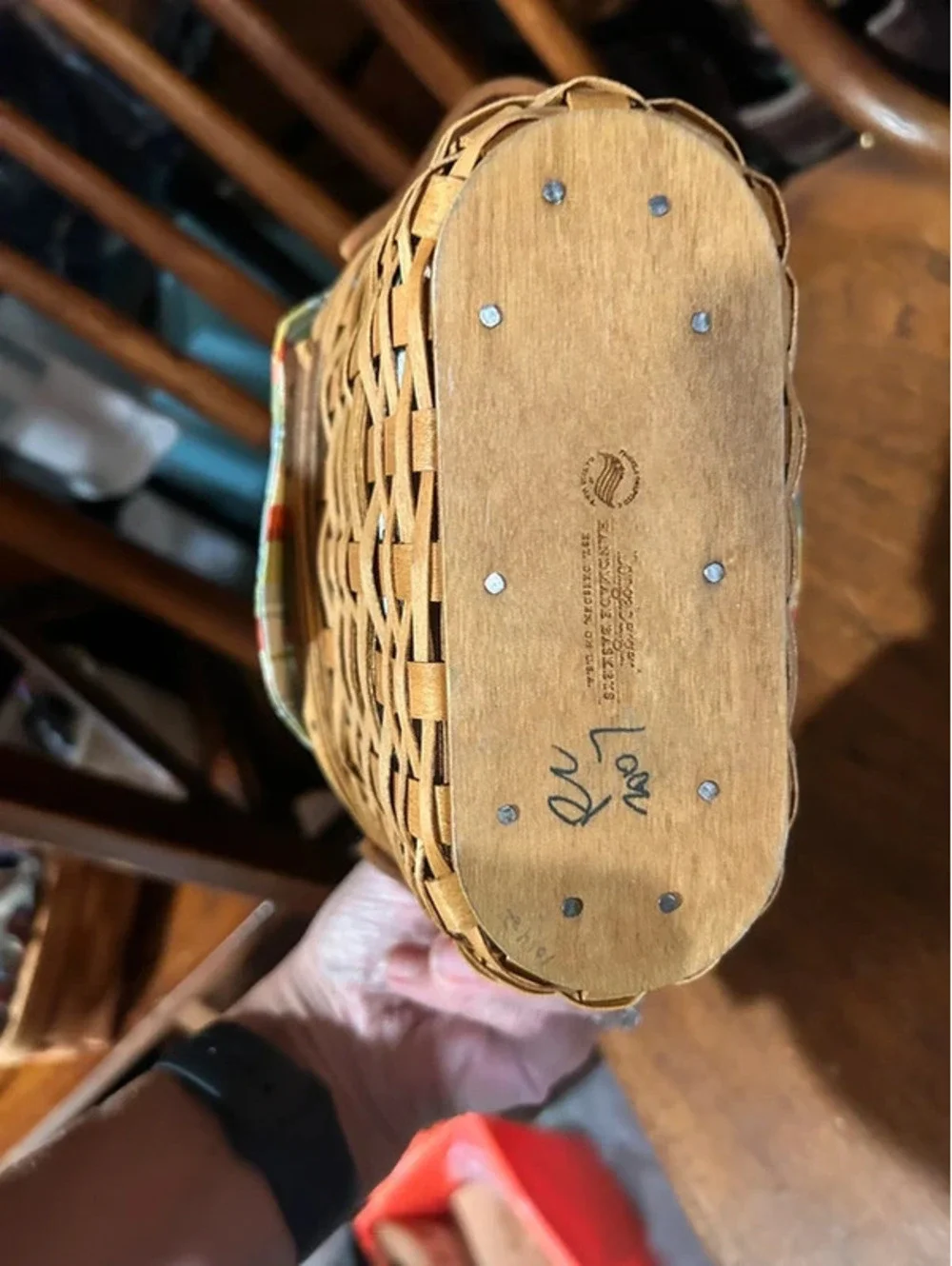 Longaberger Journal basket sunflower stripe liner & protect